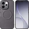 linsuyu Cover Compatible con Oppo Reno15 F/FS Supporto magnetico per auto, custodia in pelle PU goffrata + TPU Gray