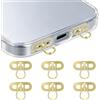 MoKo 6 Pezzi Patch Laterali in Acciaio per Cordino Smartphone | Patch ultrasottili in metallo per laccetto telefono, non bloccano la porta di ricarica, per custodie con altoparlante, Oro