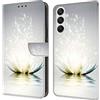 CLM-Tech Custodia a portafoglio compatibile con Samsung Galaxy A27 5G, in pelle PU, con supporto e scomparti per carte di credito, motivo: lampada di loto