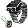 findtime smartwatch con cuffie Bluetooth Earbuds orologio con cuffie all'interno senza fili, invisibile, mini in auricolari, contapassi, orologio sportivo da uomo