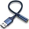 MOGOOD Adattatore USB a Jack 3,5mm 0,2M Scheda Audio Esterna Stereo | Scheda audio esterna stereo USB a jack 3,5mm con cavo corto da 0,2m, Plug&Play senza driver, dotata di chip DAC