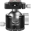 ARTCISE Testa a sfera a profilo basso ARTCISE, testa per treppiede in metallo da 50 mm compatibile con piastra di sgancio rapido Arca 1/4 per treppiede monopiede fotocamera DSLR, capacità di carico: 30kg