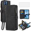 Asuwish Custodia per Motorola Moto G54 5G/G14 4G, con pellicola protettiva, scomparto per carte di credito, pieghevole, in pelle, con supporto per G 54 14 54G XT2343-2, colore nero