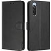 LMFULM® Custodia per Sony Xperia 10 V XQ-DC72 / XQ-DC54 (6,1 pollici), in pelle PU, con chiusura magnetica, colore: nero