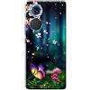 Mixroom - Cover Custodia Back case In TPU Silicone Morbido Per Realme C67 4G Fantasia Farfalla E Petali Di Ciliegio N1003