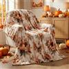 EVERLORIA Coperta Autunno Zucca 130x150 cm, Coperta in Flanella Sherpa Morbida, Motivo Zucca Arancione e Foglie d'Acero, Plaid Divano Letto Sedia Decorazione Casa Autunnale Regalo Vacanza