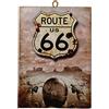 KUSTOM ART Quadro Quadretto Stile Vintage Targa Route 66 da Collezione Stampa su Legno