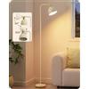EDISHINE Lampada da Terra Industriale, Testa Regolabile, Bianco Crema | LED Incluso, con Paralume in Metallo, Luce Bianco Caldo 2700K, E27 Lampada da Lettura per Soggiorno, Camera, 155 cm