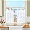 TOPICK Tenda Corta Velo Antivento 65L x 60A cm 2 Pezzi Bianco Ricamo Beige