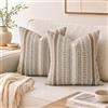 Artoid Mode Set da 2 Federe per Cuscini Macramè Marrone Chiaro 45x45cm | Fodera Decorativa per Cuscino da Divano in Effetto Lino Motivo Spighe di Grano Decorazione
