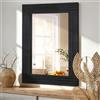 HLFMVWE Specchio in legno rettangolare con cornice, rustico, vintage, decorazione per casa colonica, camera da letto, bagno, specchio per toletta e ingresso, piccolo, 30 x 40 cm, nero