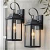FTL Grande Lampade da Esterno E27 2 Pezzi, Vintage Portico Applique da Parete, Nero Luci Lampade Lanterna da Esterno con Vetro per Giardino, Porta, Garage, IP44 Impermeabile