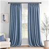 MIULEE Tende Effetto Lino Blu con Fettuccia 2 Pezzi 140x260 cm | Tessuto effetto lino con fettuccia per soggiorno, camera da letto e cameretta; facile montaggio.
