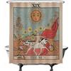 Ulticool Tenda da doccia - sole naturale fiori tarocchi oroscopo vintage retrò - 180 x 200 cm - lavabile - anti muffa - impermeabile - con 12 anelli - Terra Cotta
