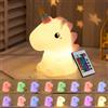 AUAUY Luce Notturna Unicorno, Luce Notturna Silicone Animale con Timer | Timer da 30 Minuti, 16 Colori, 5 Livelli di Luminosità Regolabile, Lampada Ricaricabile, per Regali, Decor Desktop