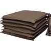 HABITA 33 HOME Set 4 o 6 Cuscini Sedie Cucina Microfibra Sfoderabili (6 Mic, Marrone) | Coprisedia con Laccetti, Cuscino Sedia in Microfibra, Cuscini per Sedie Quadrati, 40x40x3 cm, double face, Made in Italy