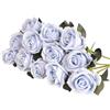 Eclove 12 Pcs Rose Artificiali, Realistiche Singola a Gambo, Fiori Artificiali Finto 30cm Lungo Rosa Finta, Bouquet da Sposa in Seta per Decorazioni in Casa per Giardino Feste Ufficio (Azzurro)