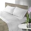 NOVIA BIBIHOME - Completo Lenzuola Matrimoniale Zefiro Raso 100% Cotone | Design a Righe Elegante | Lenzuolo Sopra Sotto con Angoli e 2 Federe (Bianco)