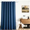 Lerores - Tenda per doccia 200x200 cm, colore blu scuro, con fondolesina antimuffa, in tessuto di poliestere, impermeabile, lavabile, per bagno, con 12 occhielli e anelli per tenda da doccia