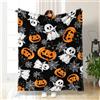 Hixingo Coperta Flanella con Stampa Zucca Fantasma di Halloween, 150x200cm, Morbida e Calda, Nero