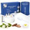 KEARLGMBH Kit Candele Fai Da Te,Senza Sciogliere la Cera,Candele Profumate Regalo | 450g Perle di Cera con Stoppino e Barattolo di Vetro,Sandalo & Gelsomino Per Relax, Anti-Stress E Sonno Migliore