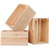 PINEEA cassette legno piccole - cassetta di legno 30x20x15 - Naturale Multifunzionali Decorative - Per Frutta, Verdura, Vino o Libri (3 Pezzi)