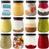 HEFTMAN Piccoli Barattoli di Vetro con Coperchi - Set di 12 Barattoli da 100 ml Vuoti Ermetici con Coperchi, Formato da Viaggio, Anti-Perdita, Ideali per Budino, Yogurt, Mini Barattoli per Miele