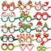 DPKOW 30pcs Carta Buon Natale Festa Occhiali Foto Props per Natalizie Bomboniere Accessori, Albero di Natale Corona Babbo Natale Pupazzo di Neve Omino di Pan di Zenzero Casa Pinguino Elfo