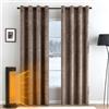 MIULEE Tende velluto stampa foglie dorate passanti 2pz L140xA280 Marrone | Tende velluto morbide con stampa dorata decorativa, oscuranti termiche con passanti metallici per soggiorno e camera