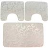 Corredocasa Set 3 Pezzi tappetini da Bagno Antiscivolo in Memory Foam Morbidi e assorbenti con Disegni - Tappeto Grande e 2 Contorno WC - Vari Colori Eleganti (Panna Dorato)