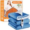 Mia&Coco Coperta Elettrica Termica Riscaldata Riscaldante con Telecomando Digitale, Flanella Sherpa 180x130 cm, 10 livelli e 1~9 ore di spegnimento automatico, Lavabile in Lavatrice, Blu