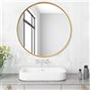 MEESALISA Lisa Specchio da bagno rotondo senza illuminazione, 60 cm, con cornice in metallo oro opaco, specchio rotondo, bordo dorato, 60 x 60 cm