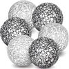 Kepfire 6 palline decorative in vetro a mosaico da 6 cm per ciotola | Cartoncino crackle nero e argento, riempimento vaso centrotavola, decorazioni per la casa Natale del Ringraziamento