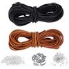 VEGCOO Cordino in Cuoio Vera Pelle da 10 m di lunghezza e 2 mm di colore nero e naturale da 5 m e 150 pezzi di chiusure per collane e bracciali.