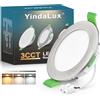 YindaLux Faretti Led da Incasso per Cartongesso, 8W 800LM IP44 Faretti LED Soffitto Dimmerabile, 2700K 4000K 6500K Regolabile Faretti da Incasso 230V Diametro Foro Ø75-90mm, Nichel, Set di 1