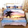 Morbuy Set di Biancheria da Letto di Matrimoniale 3D Stile Estivo Stampa Digitale, Set Copripiumino in Morbido Microfibra con Federa e Copripiumini a Cerniera (Twilight Beach,140x200cm)
