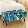 Treer Copri Pouf Rettangolare Elasticizzato con Coperchio, Ottomano Elasticizzata Copri Pouf Rimovibile Elasticizzato Copri Poggiapiedi Lavabile Fodera per Poggiapiedi (Foglie verdi,L)