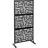 TouTToNG Pannello frangivista paravento divisorio per interni ed esterni, 90 x 190 x 40 cm, cavo divisorio in metallo, terrazze decorative con supporto, nero (1 motivo a strisce)