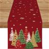 ZWJD Runner Da Tavola Natalizio 40x100 Moderno Rosso Con Alberi Di Natale E Fiocchi Di Neve, Decorazione Festiva Per Tavolo Invernale, Ideale Per Feste, Sala Da Pranzo E Soggiorno