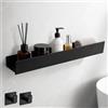 WJUAN Portaoggetti Doccia Appendere, Mensola in Alluminio da 59,5 cm Nero | Mensole da Bagno, Design Minimalista, Antiruggine e Resistente, Dotata di due Ganci, Adatta per Bagno e Cucina