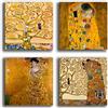 Printerland Quadri Moderni KLIMT 4 pezzi Albero della vita abbraccio oro Stampa Tela CANVAS Arredamento Arte XXL Arredo soggiorno salotto camera da letto cucina ufficio bagno bar ristorante