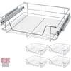 tectake® Cassetto Telescopico - 4 x 60 cm - Cassetto Estraibile per Cucina, Ripiano Scorrevole, Binario Telescopico, Organizer Cromato per Mobile da Cucina, Cassettiera Salvaspazio