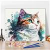 TISHIRON Kit Fai-da-Te Gatto da Colorare per Adulti Principianti con Pennelli e Pigmenti Acrilici Animali Kit da Colorare per Adulti su Tela Arte ad Olio Artigianato per la Casa 40 x 50 cm (senza