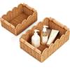Taurion Cesto portaoggetti intrecciato: cestini naturali fatti a mano con manici in legno, portaoggetti da bagno, organizer versatile per fasciatoio, per soggiorno, cucina, cameretta dei bambini
