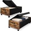 BugyKido Set di 2 contenitori da 70 l con coperchio, cassettiera sottoletto con ruote, telaio in legno e metallo, per vestiti, scarpe, giocattoli e coperte, 75 x 42 x 27,5 cm