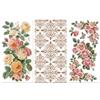 Peacoblue Adesivo Trasferibile per Mobili Artigianali Decorativi 6X12 bordo Vintage con Rose e Fiori, 3Pezzi Trasferimento DTF Impermeabile UV per Cassetti Lingerie, Cassettiera, Vetro, Porcellana