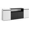 Skraut Home | Credenza, Mobile, Cucina | Madia, mobile ingresso | 200x75x35cm | 4 Porte | grande stoccaggio | Stile moderno | Bianco e nero