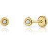 ROSA DI MANUEL Orecchini in Oro Sterling Certificato per Ragazza/Donna, Perla Naturale Coltivata, Chiusura di Sicurezza a Vite, Misura 4 mm, Oro Giallo