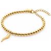 Louis Ciocchetti dal 1887 Louis Ciocchetti Bracciale Sfere in Acciaio con Ciondolo Corno Portafortuna o Cuore - Bracciale Regolabile Uomo e Donna, 16 cm + 5 cm, Idea Regalo per Lui e Lei, Oro