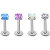 OUFER 4PCS Piercing Lip Labbro Borchie Pack 16G Helix Orecchino Conch Tragus Monroe Opale CZ Cartilage Labret Rings Cartilagine Trago Gioielli Acciaio Inossidabile